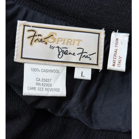 DIANE FREIS vintage y2k 90s 100% Cashwool black textured classic pencil skirt - Picture 2 of 6